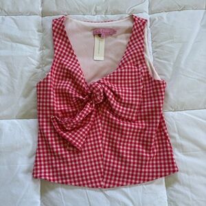 Eva Franco Gingham Bow Top Size Small